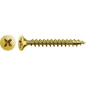 Goldene Spax Universalschraube 4x30 mm mit Senkkopf und PZ-Antrieb, 20 Stück.