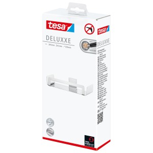 Tesa Duschablage Deluxxe Chrom, zur Wandmontage ohne Bohren, im Karton.