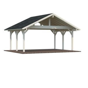 Palmako Doppelcarport Robert aus Holz, tauchgrundiert, transparent, 555x372 cm.