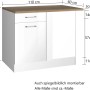 Held Möbel Küchen-Eckschrank Mailand, 110 cm, Hochglanz Weiß/Weiß mit Maßen.