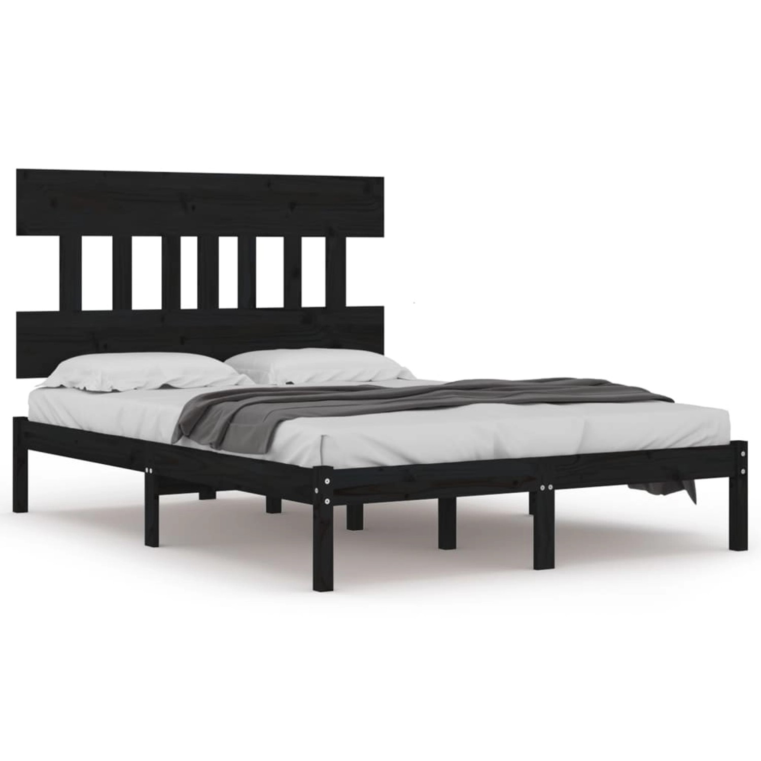 vidaXL Massivholzbett Schwarz 135x190 cm 4FT6 Double1179450 günstig online kaufen