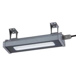 Graue LUXULA LED Hallenleuchte 50W mit Halterung, neutralweißes Licht für Spots.