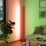 Smarte Eglo LED-Stehleuchte Anchorena-Z in Schwarz-Braun mit RGB/CCT Funktion, 153,5 cm hoch.
