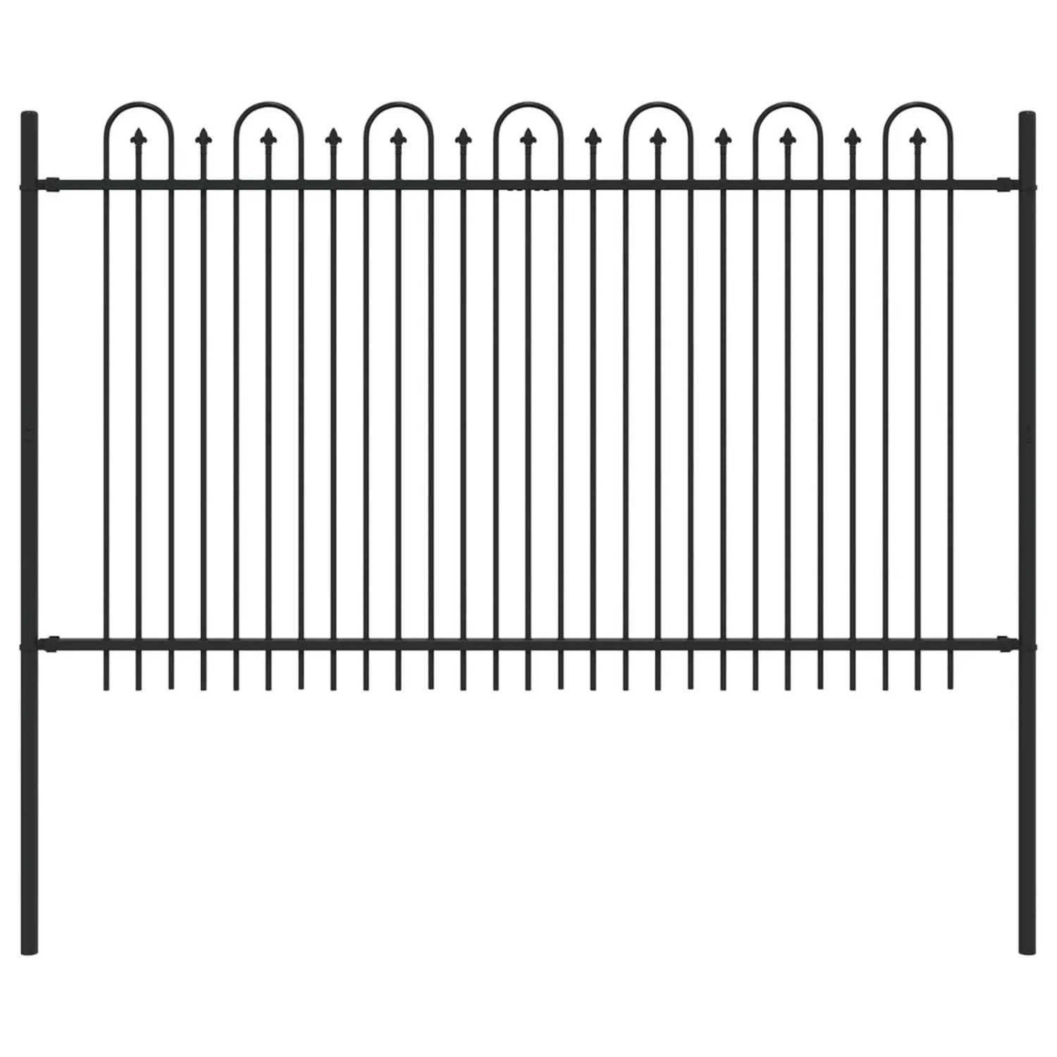 vidaXL Spitzenbogenzaun Schwarz 200 x 130 cm Pulverbeschichteter Stahl 42030093
