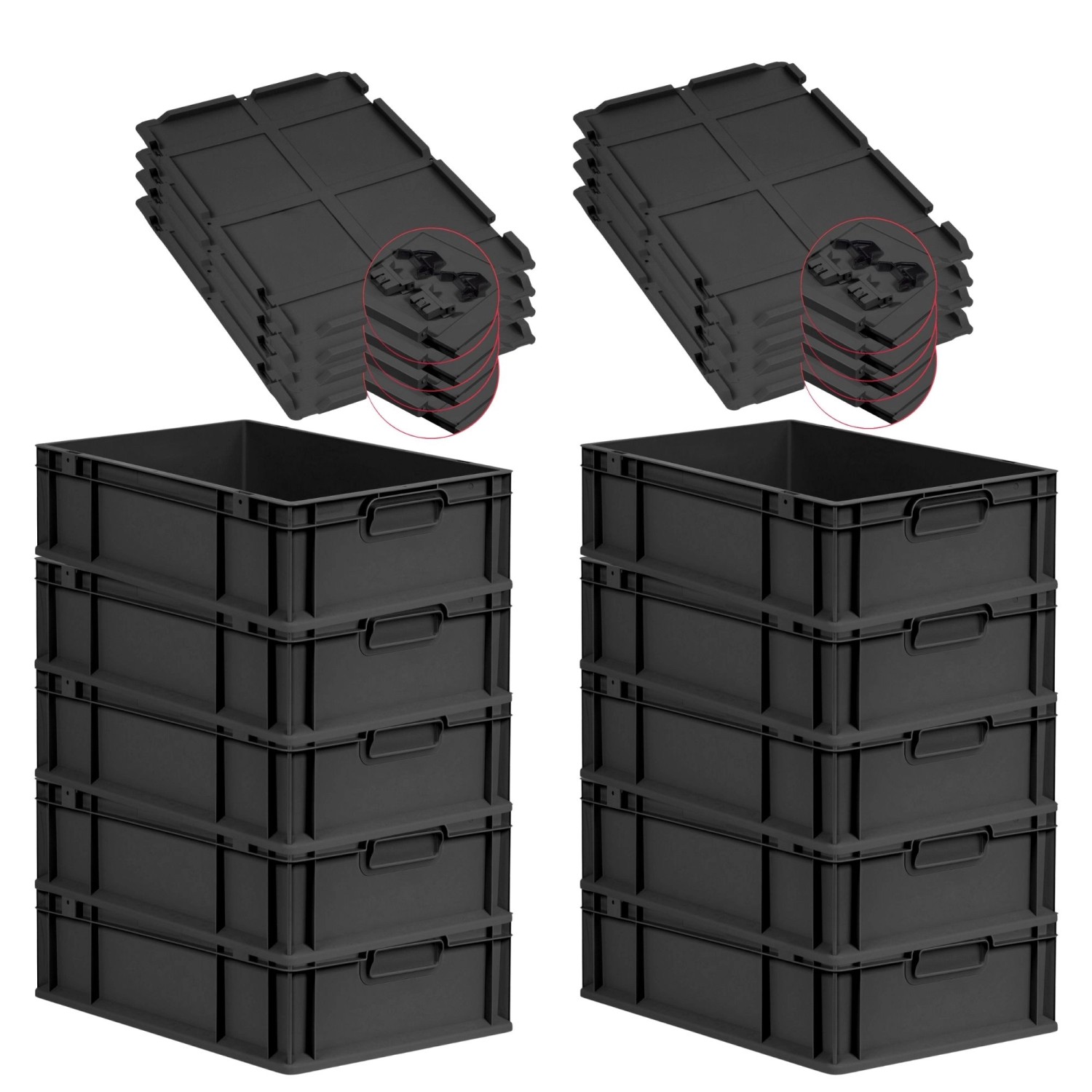 PROREGAL SuperSparSet 10x Eurobox Nextgen Grip Mit Scharnierdeckel Und Schw günstig online kaufen