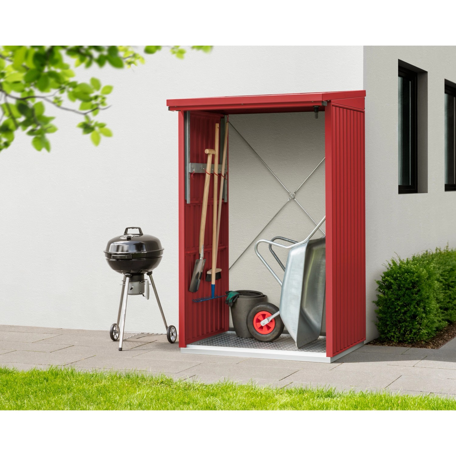 EcoStar Kaminholzregal Trend-V Typ 1 aus Metall RAL3004 Purpurrot
