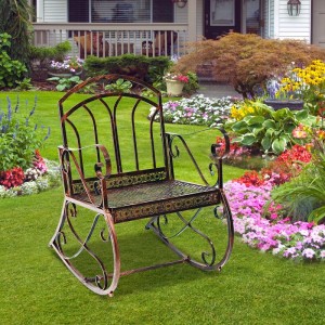 Outsunny Schaukelstuhl Metall 61B x 76T x 90H cm Bronze