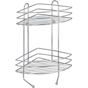 Wenko Exclusiv Eckregal mit 2 Etagen aus Chrom, ideal für Bad-Accessoires und zur Wandmontage.