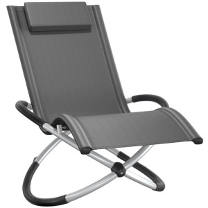 Tectake Sonnenliege Paulina Mit Textilene Ergonomisch  Atmungsaktiv  Widerstandsfähig und Faltbar  150 x 73 x 93 cm Grau