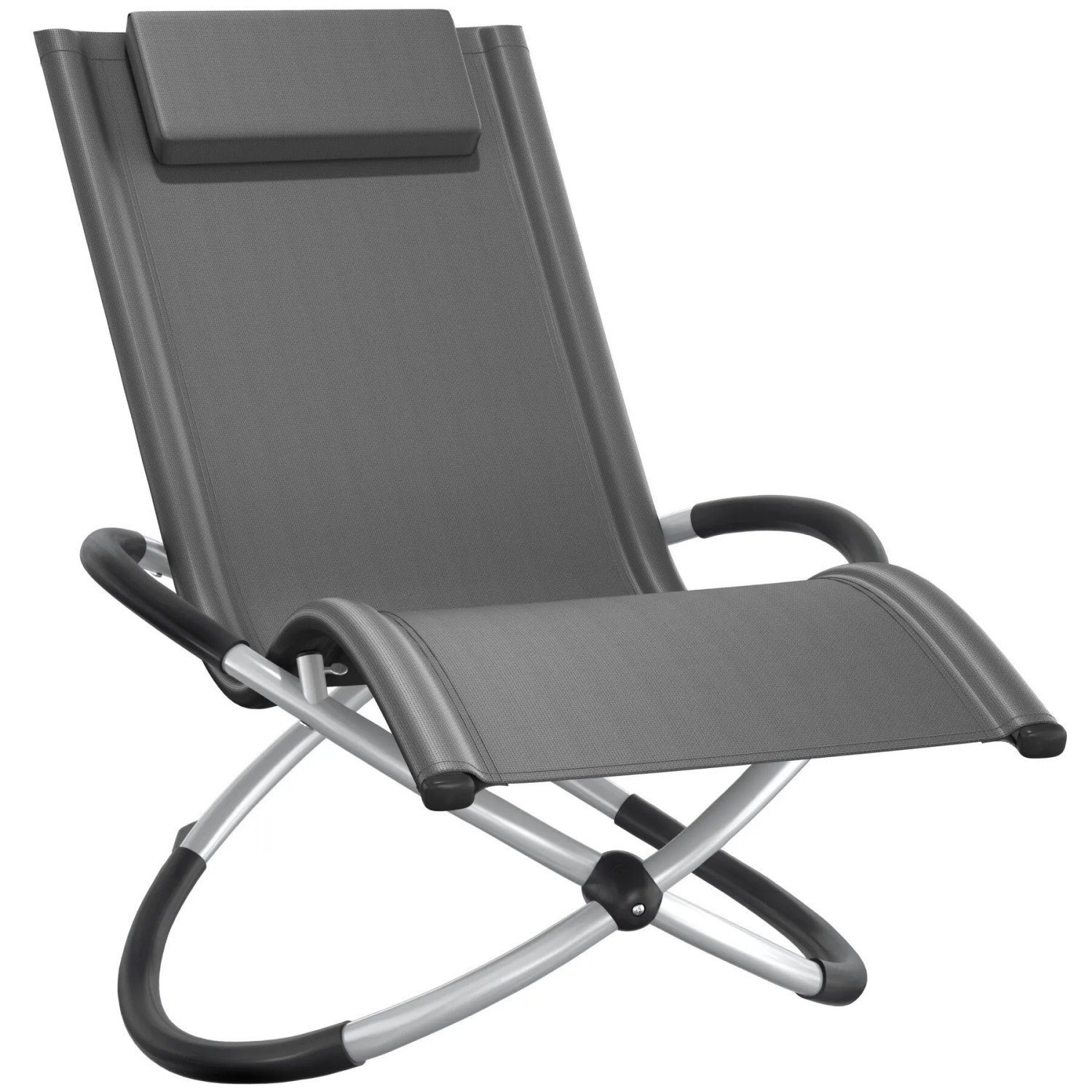 Tectake Sonnenliege Paulina Mit Textilene Ergonomisch  Atmungsaktiv  Widerstandsfähig und Faltbar  150 x 73 x 93 cm Grau