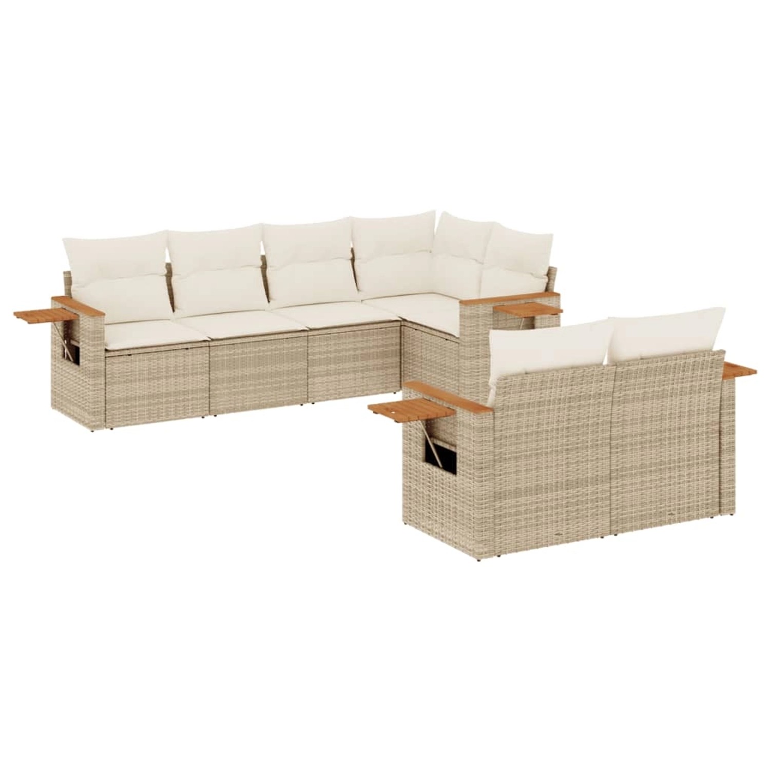 vidaXL 7-tlg Garten-Sofagarnitur mit Kissen Beige Poly Rattan Modell 151 günstig online kaufen