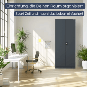 DELUKE Aktenschrank, anthrazitfarbener Metallschrank mit 6 Ebenen im Büro.