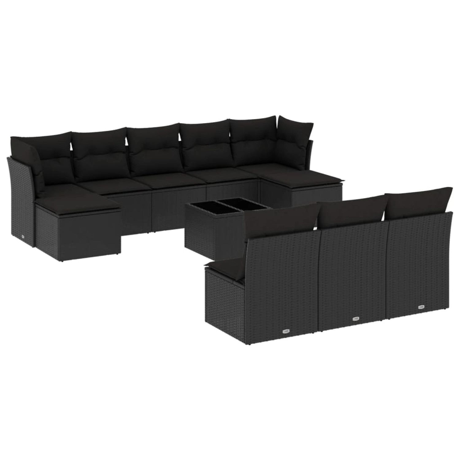 vidaXL 11-tlg Garten-Sofagarnitur mit Kissen Schwarz Poly Rattan Modell 38 günstig online kaufen