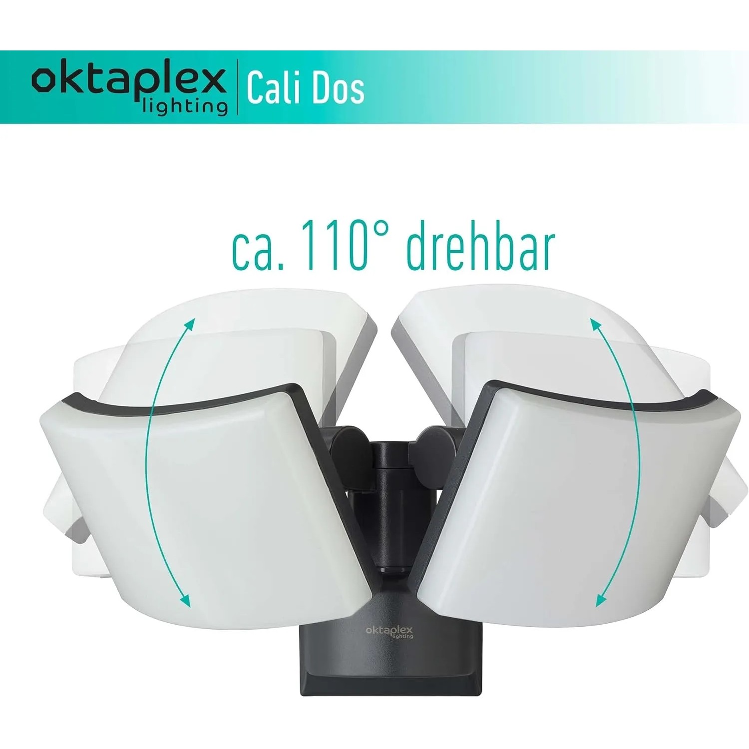 Oktaplex LED Außenstrahler Cali Dos mit zwei drehbaren Leuchten für flexible Beleuchtung.