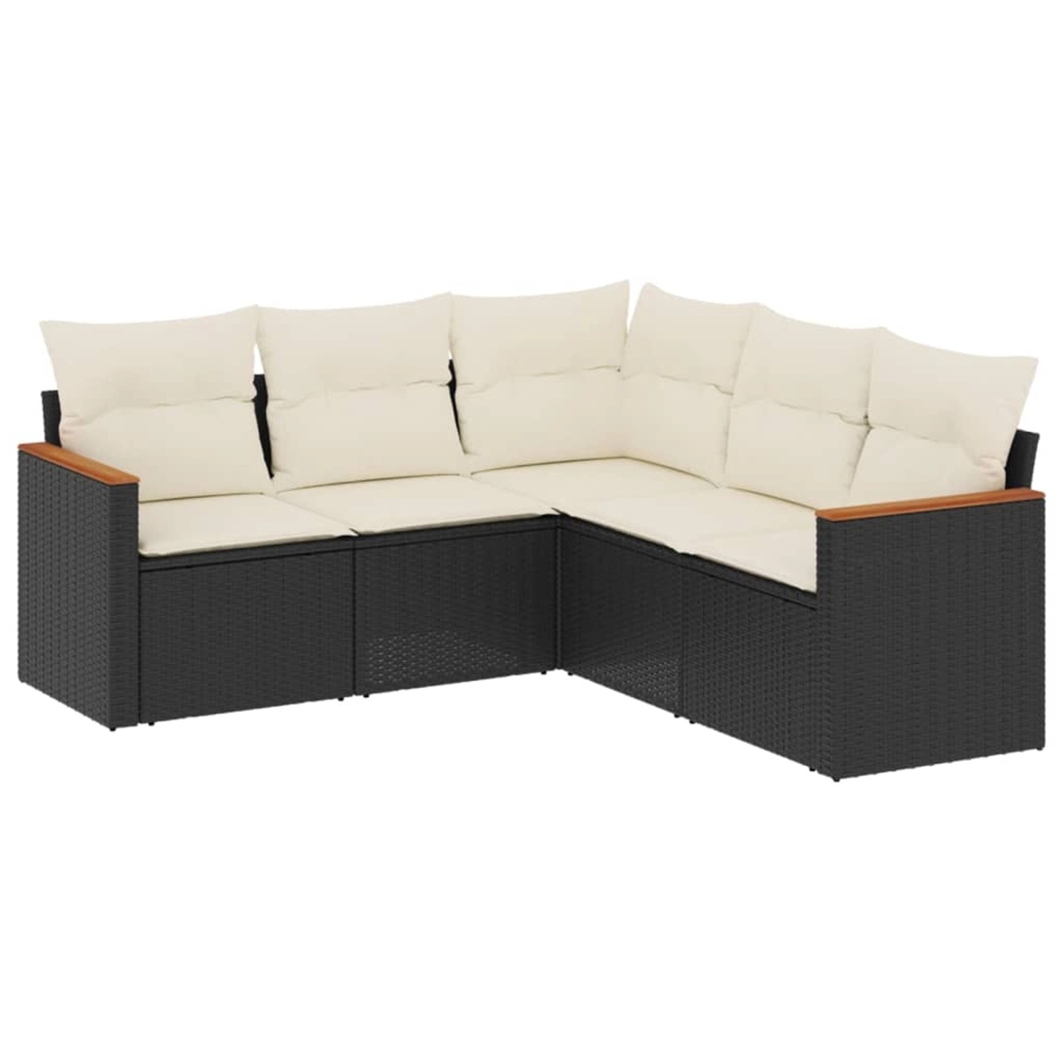 vidaXL 5-Tlg Garten-Sofagarnitur mit Kissen Schwarz Poly Rattan 3225958 günstig online kaufen