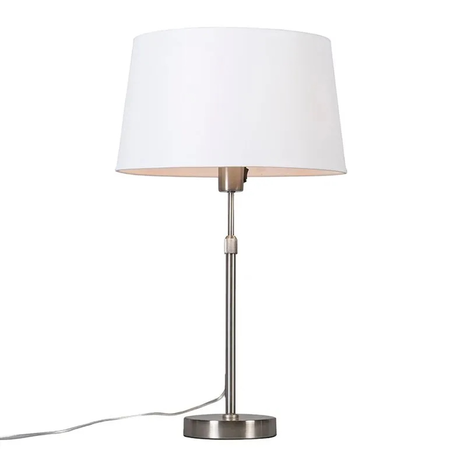 QAZQA Tischleuchte Stahl mit Schirm Weiß 35 cm Verstellbar Parte
