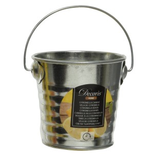 Citronella Kerze im Metalleimer (silber/gelb, Ø 8 cm) für Garten & Terrasse.