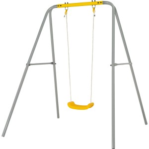 Einzelschaukel aus Metall und Kunststoff, grau/gelb, 167x166cm für den Garten.