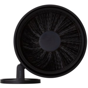 Schwarze Tiger Toilettenbürste Tune mit Halter aus gebürstetem Metall.