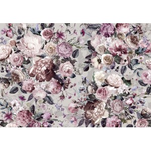 Komar Fototapete Lovely Blossoms Rosa, florales Muster mit Rosen und Pfingstrosen.