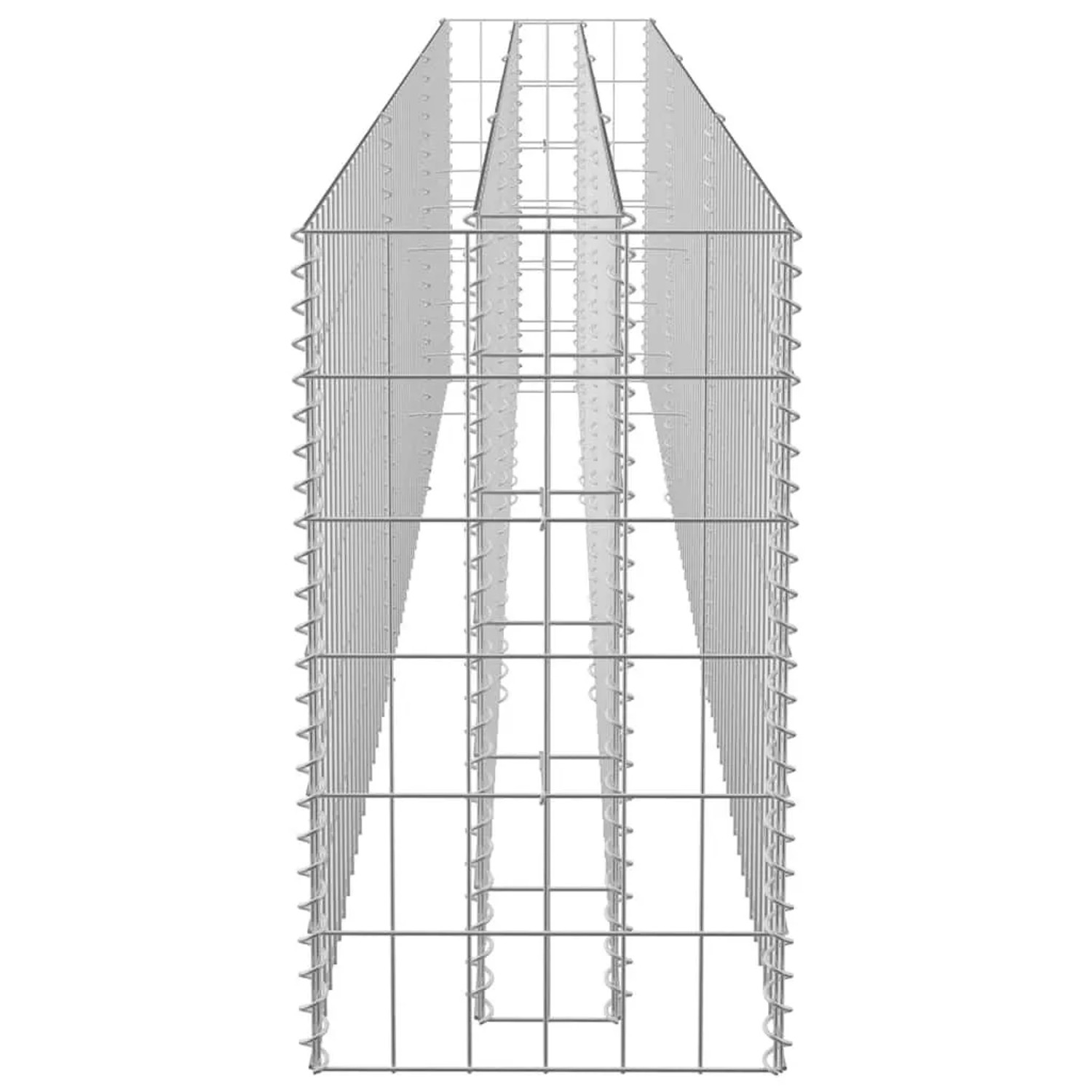 Leerer Furnicato Gabionen-Hochbeet-Bausatz aus verzinktem Stahl, 270x30x60 cm.