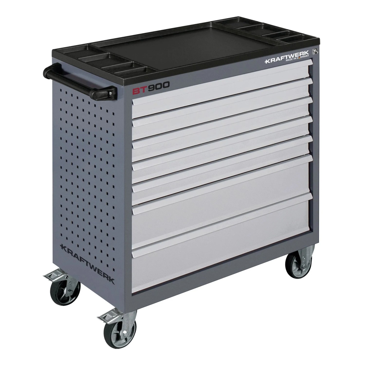 Kraftwerk Werkstattwagen BT900 80/40 Leer 7 Schubladen Grau-Silber
