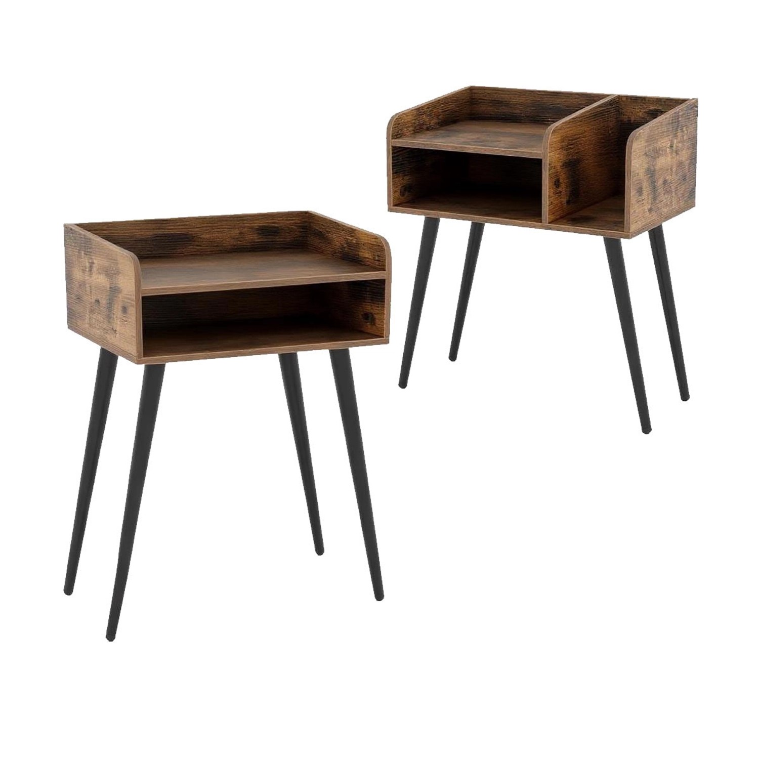 Costway Nachttisch 2er Set 50 x 32 x 58 cm Rustikalbraun