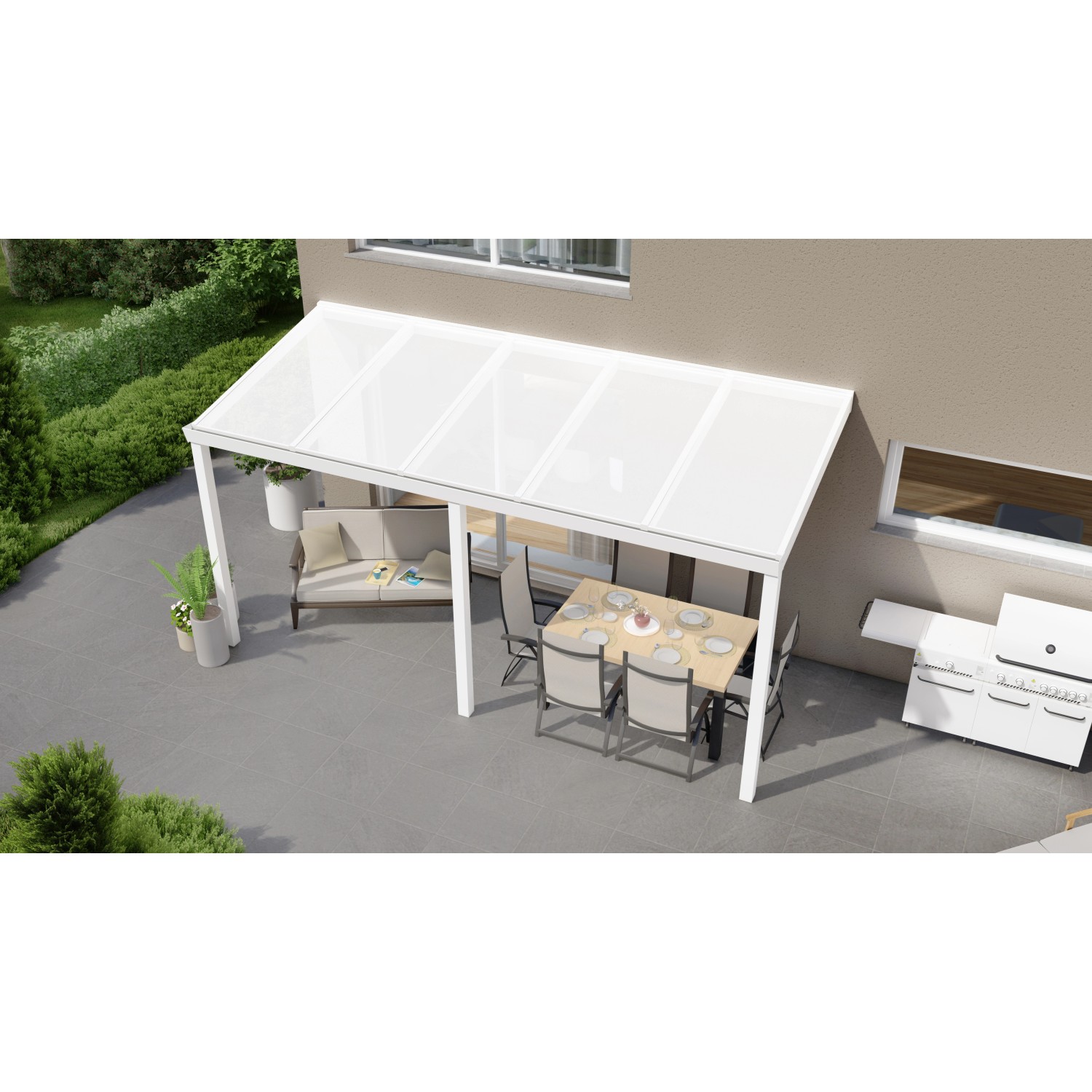 Terrassenüberdachung Professional 500 cm x 200 cm Weiß PC Opal günstig online kaufen