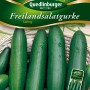 Samenpackung Quedlinburger Freiland Salatgurke 'Swing' mit dunkelgrünen Gurken.