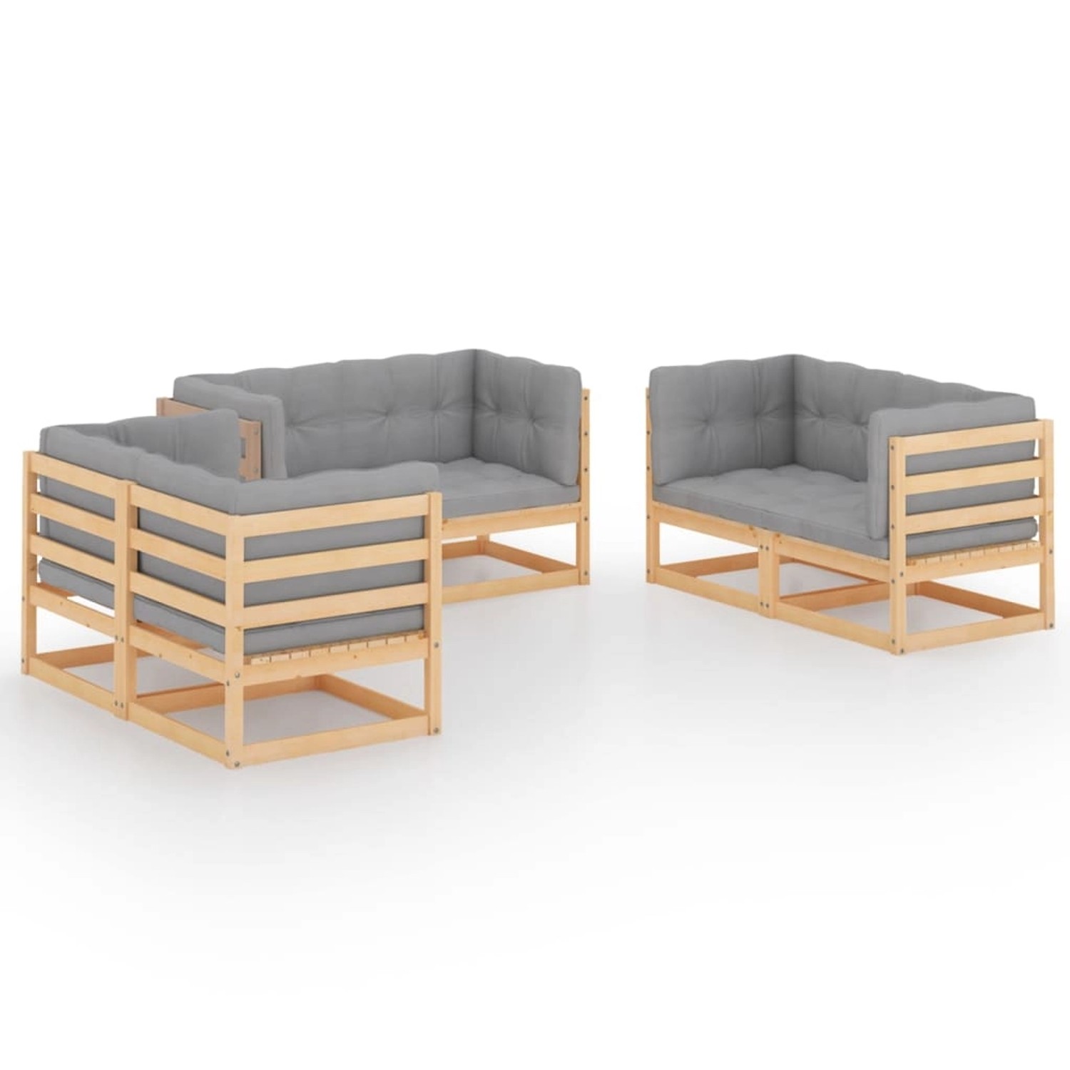 6-tlg. Garten-lounge-set Mit Kissen Kiefer Massivholz günstig online kaufen