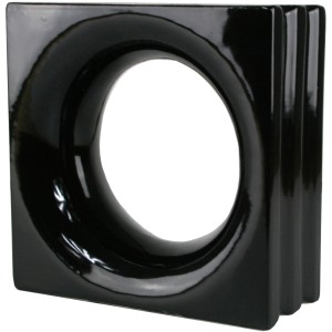 Schwarzer Keramikstein Loop, Style'n Art Deko, 19x19x8 cm, für Glasbausteine und Innenraumgestaltung.