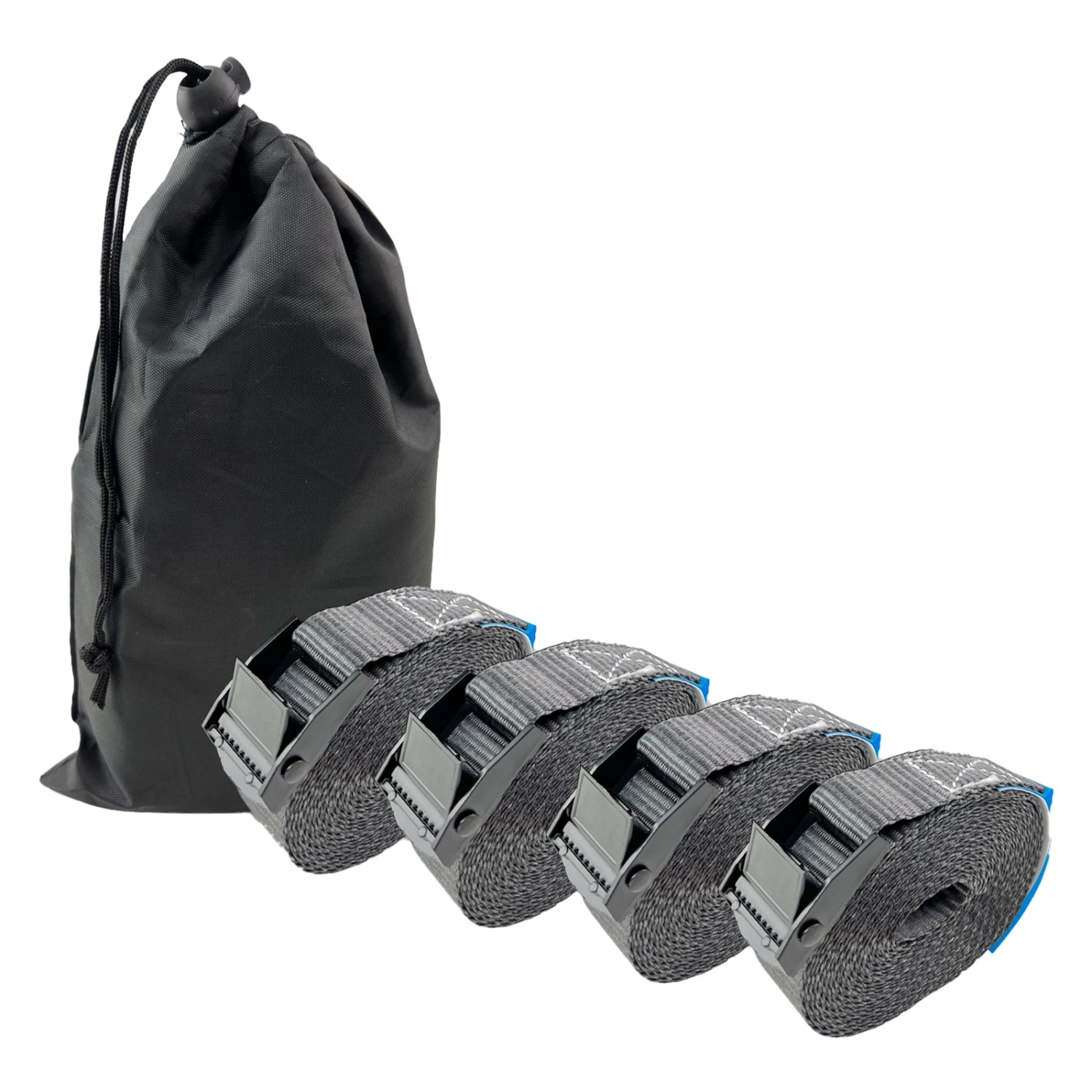 TRUTZHOLM 4x Profi Spanngurt Klemmschloss Auto 1 Teilig 4m 250 kg Anthrazit mit Tasche