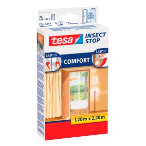 Tesa Fliegengittertür Comfort, weiße Insektenschutz-Tür mit Klettband, 120x220cm.