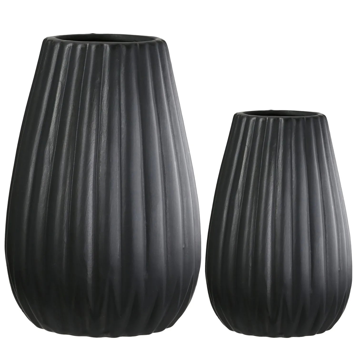 Gilde 2er Set Vase Piega Schwarz 17 cm x Ø 10,5 cm