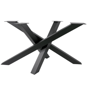 Schwarzes holz4home Tiempo Spider Tischgestell aus Metall für Esstische.