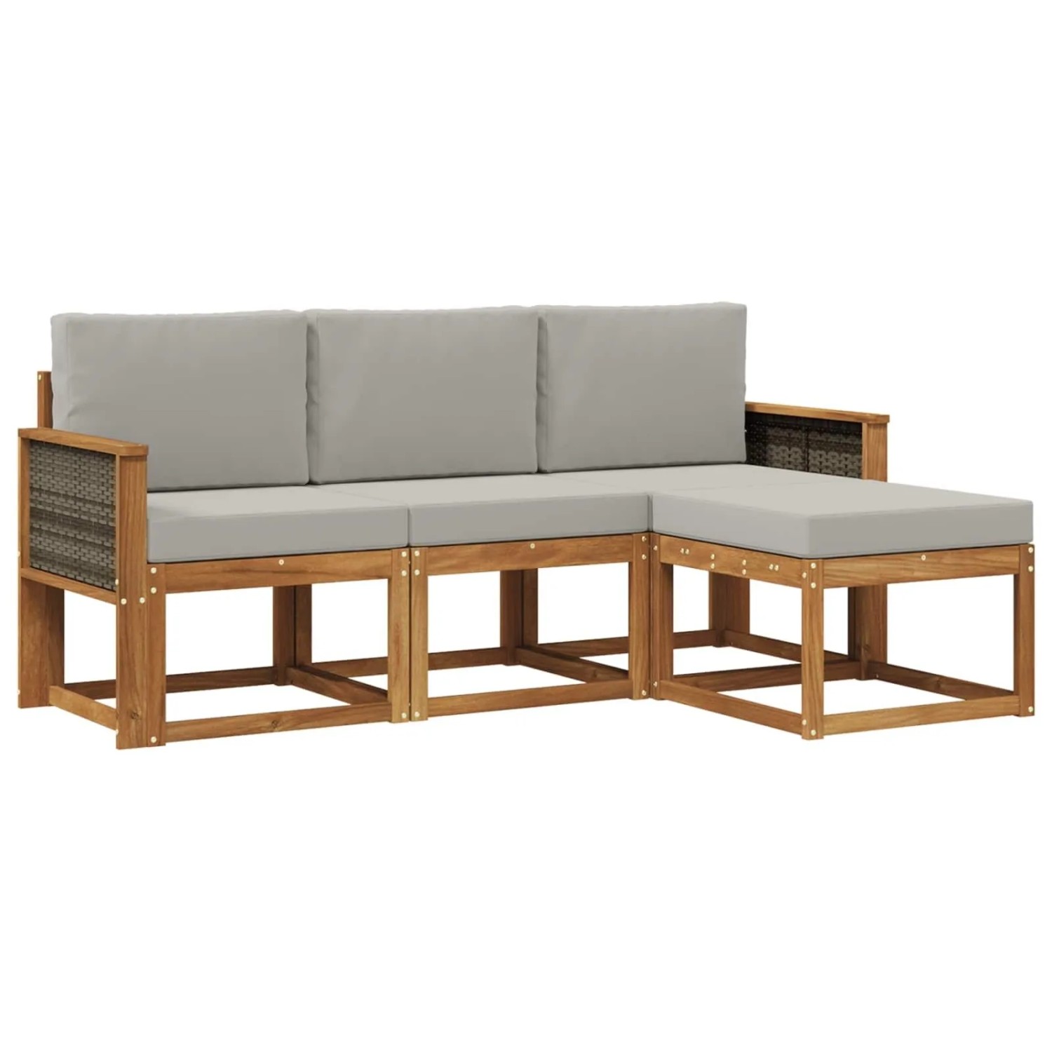 vidaXL Outdoor-Sofagarnitur mit Kissen 4 Stk Natur und Hellgrau 3385107