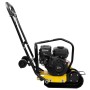 Güde Rüttelplatte GRP 50E, gelb/schwarz, mit Fahrwerk für Baumaschinen und Gartenbau.