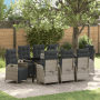 Hellgraue 9-tlg. Garten Essgruppe aus Poly Rattan von vidaXL mit Tisch und Stühlen.
