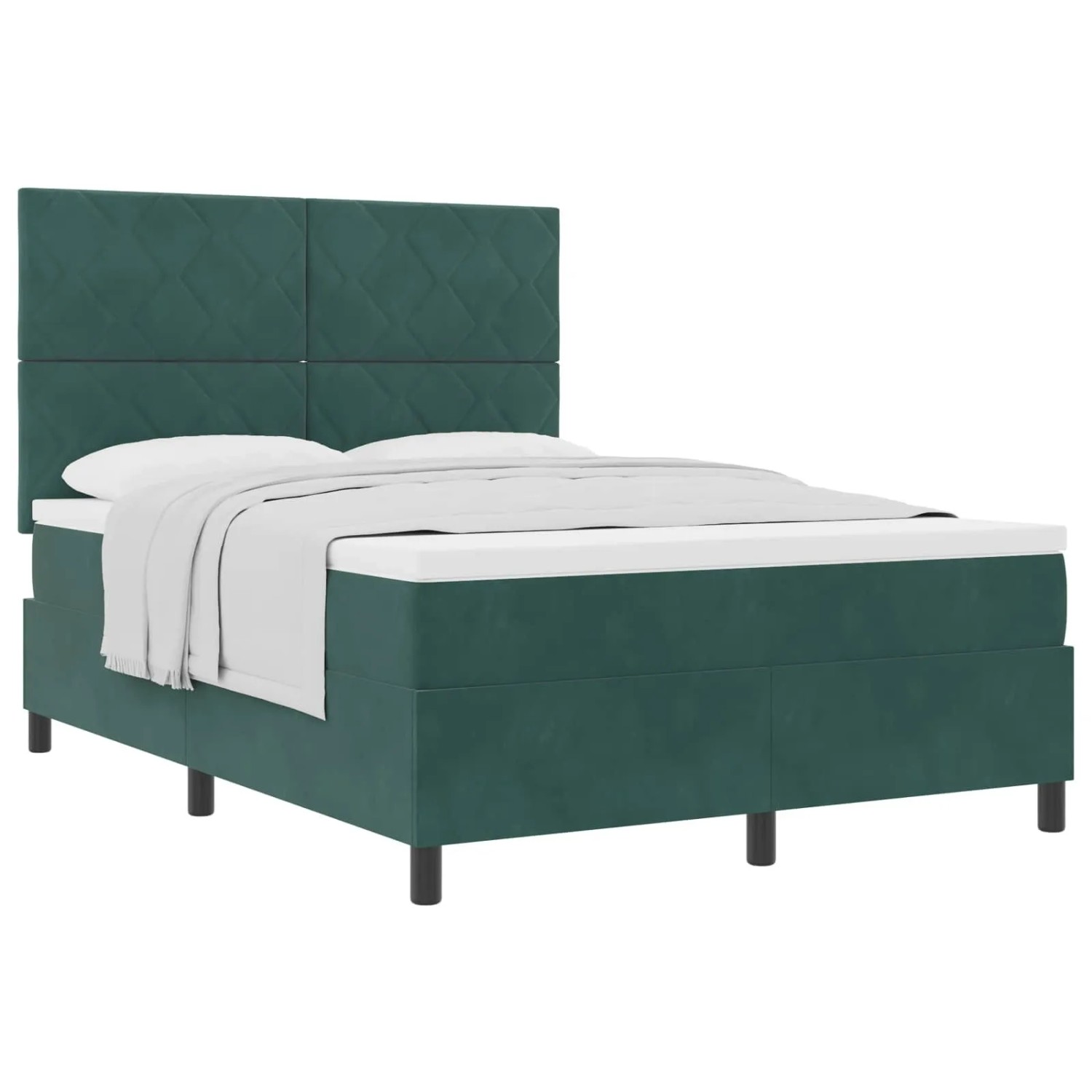 vidaXL Boxspringbett mit Matratze Dunkelgrün 160 x 200 cm Stoff 3339911