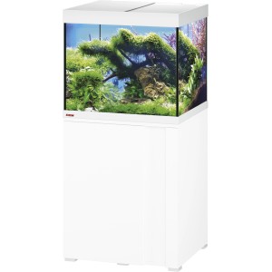 Weißes Eheim VivalineLED 150 Aquarium-Komplettset mit Unterschrank und Bepflanzung, 150 Liter.