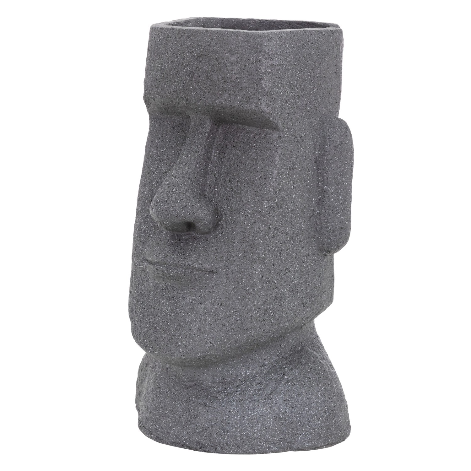 ML-Design Pflanztopf Osterinsel Figur 26x23x43 cm Grau Harz Moai-Kopf Skulptur