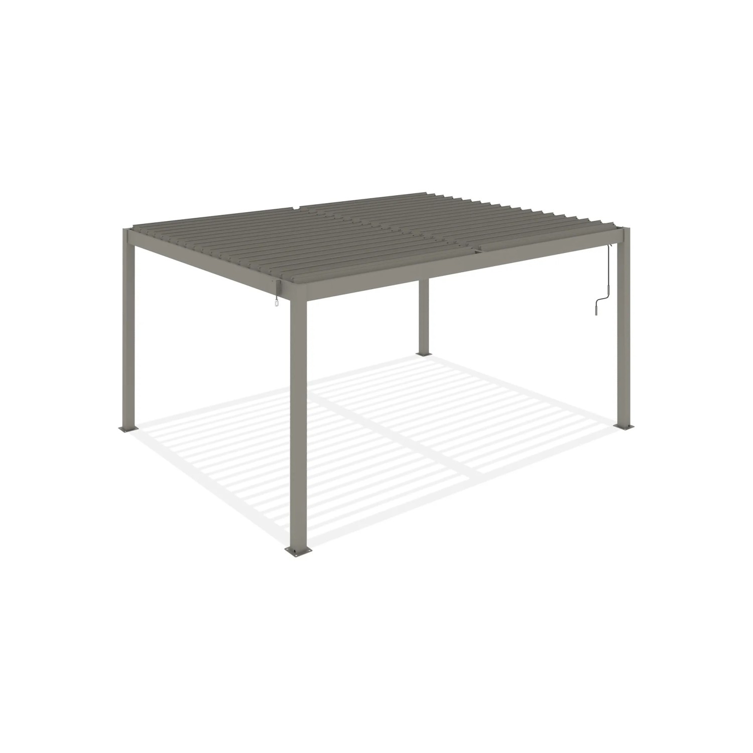 Freistehende, taupefarbene Cazeboo Piana Bioklimatische Pergola 4x3m aus Aluminium.