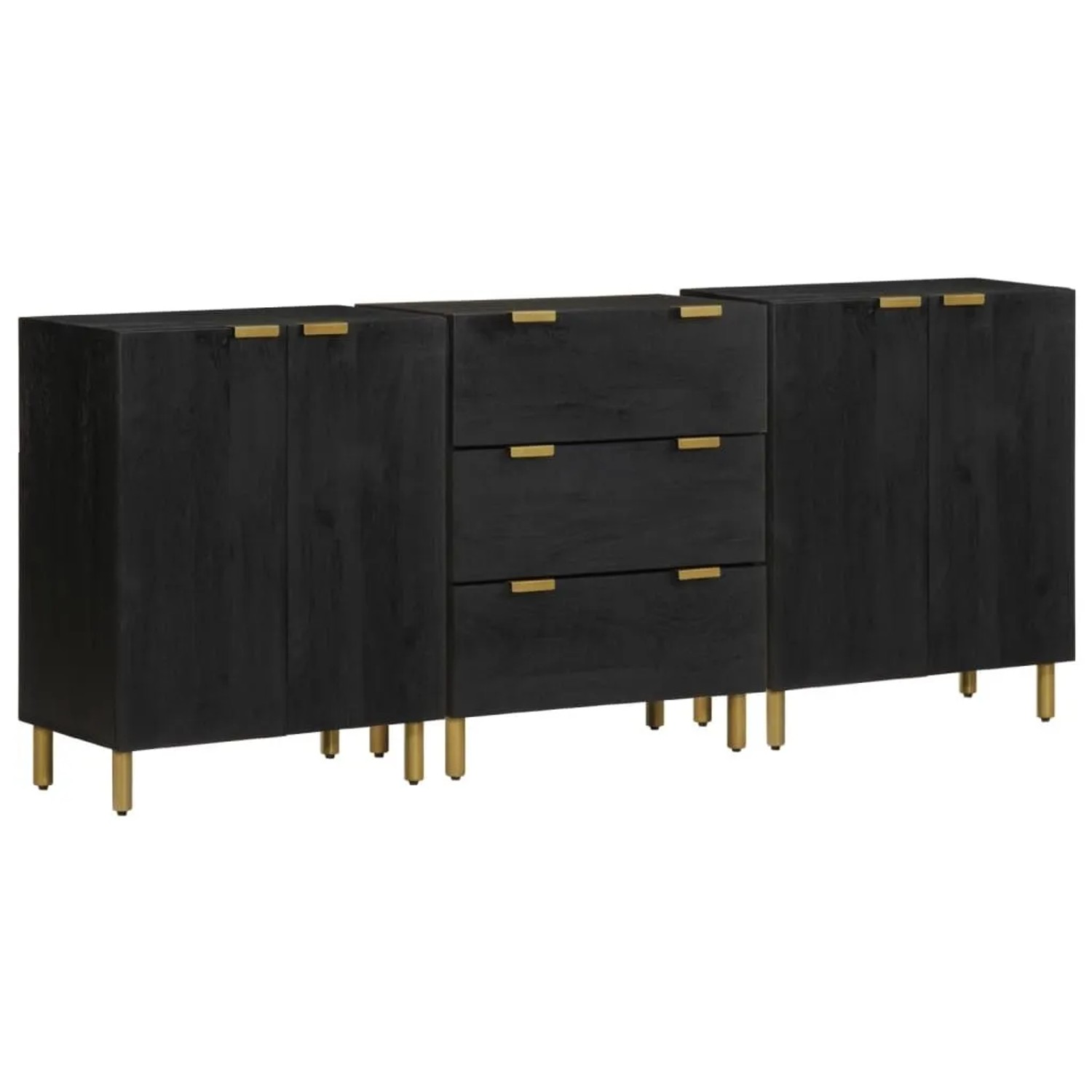 vidaXL 3 Tlg Sideboards Schwarz Holzwerkstoff 3309993 günstig online kaufen