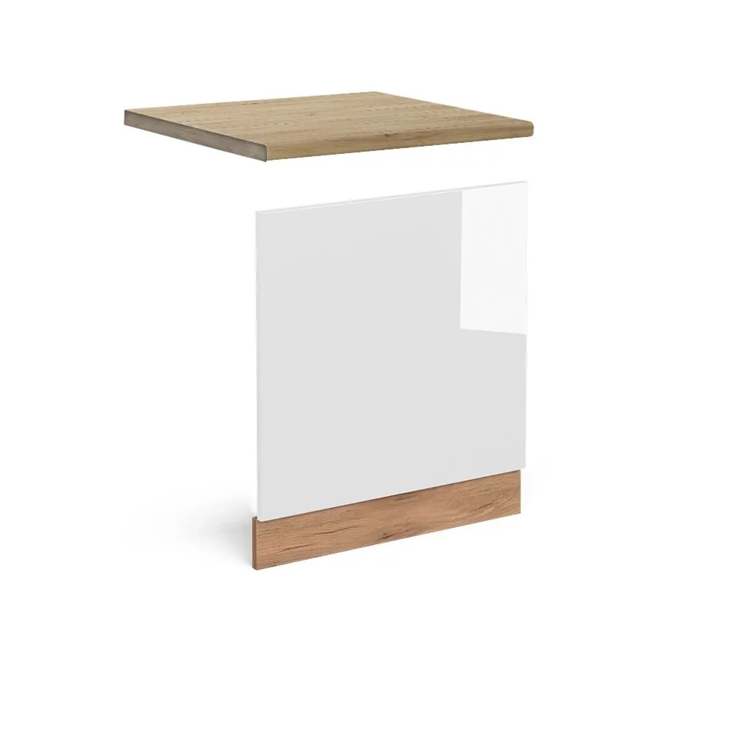 Vicco Frontblende R-Line Weiß Hochglanz Goldkraft Eiche 60 cm AP Eiche