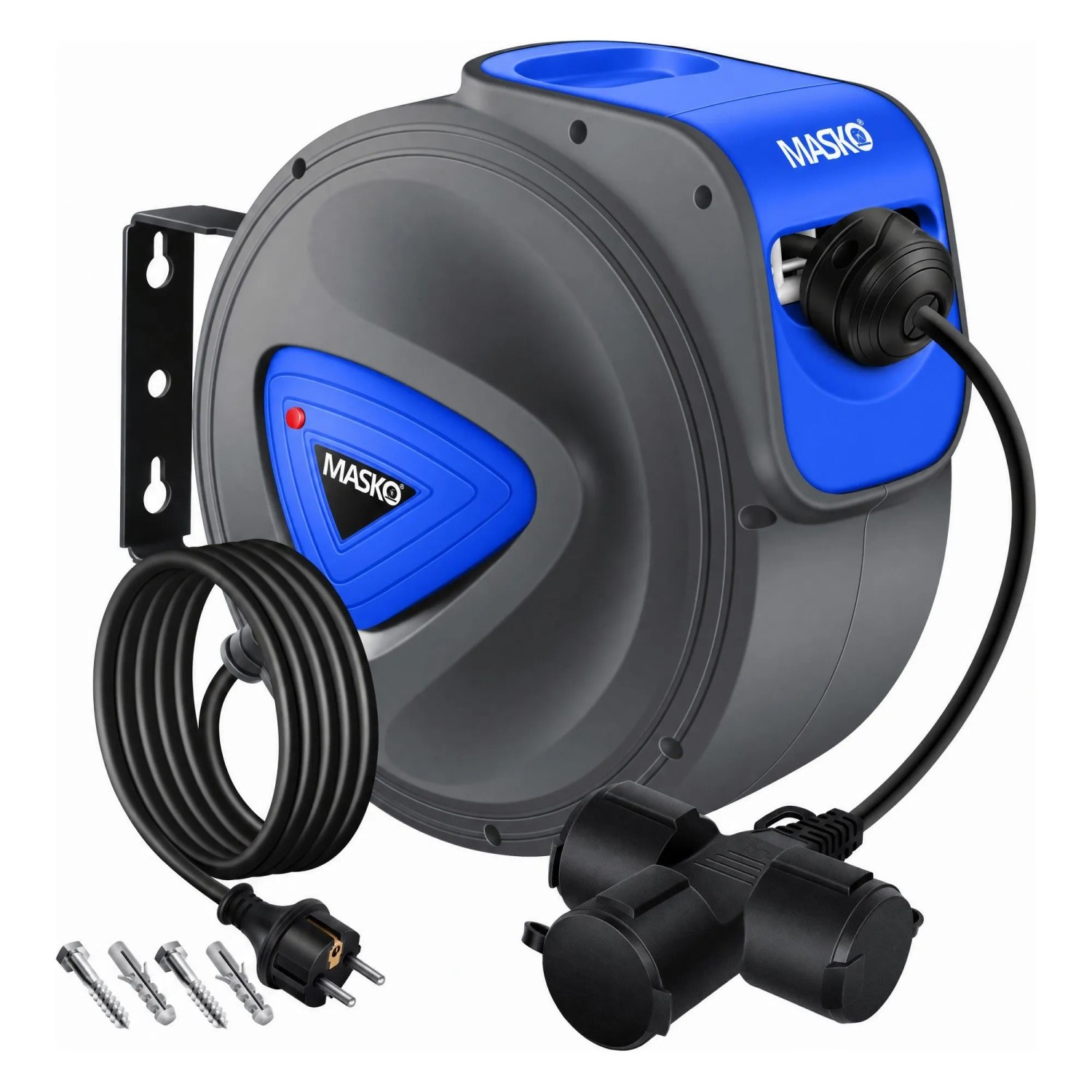 MASKO Automatik Kabeltrommel 10 Bis 20 m Kabellänge 10 m Anthrazit Blau