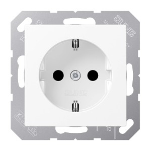 Jung Schuko Steckdose, 16A, 250V, schneeweiß matt, für Elektroinstallationen.