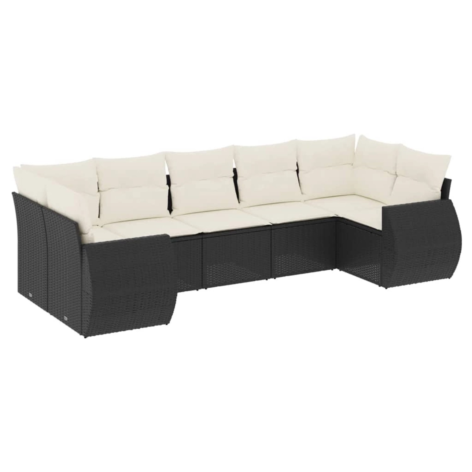 vidaXL 7-Tlg Garten-Sofagarnitur mit Kissen Schwarz Poly Rattan 3254123