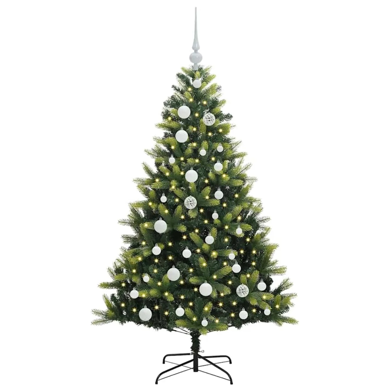 vidaXL Künstlicher Geflammter Weihnachtsbaum 150 LEDs Grün 120 cm 3395976