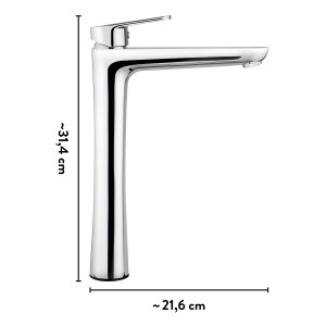 baliv Waschtischarmatur WT-5062 in Chrom, hoher Auslauf für Waschbecken.