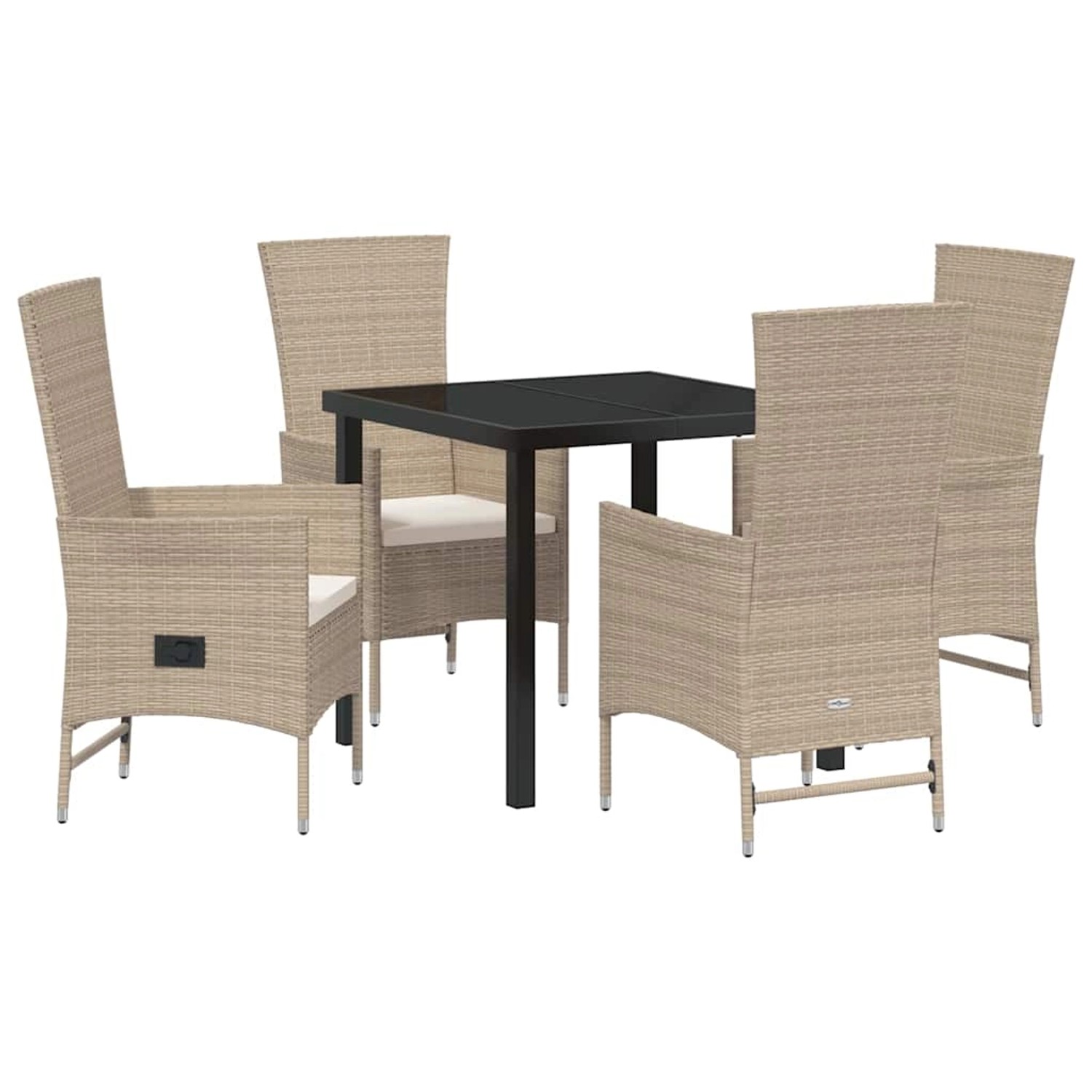 vidaXL Garten Essgruppe mit Kissen 5-Tlg Beige Poly Rattan 3379465 günstig online kaufen